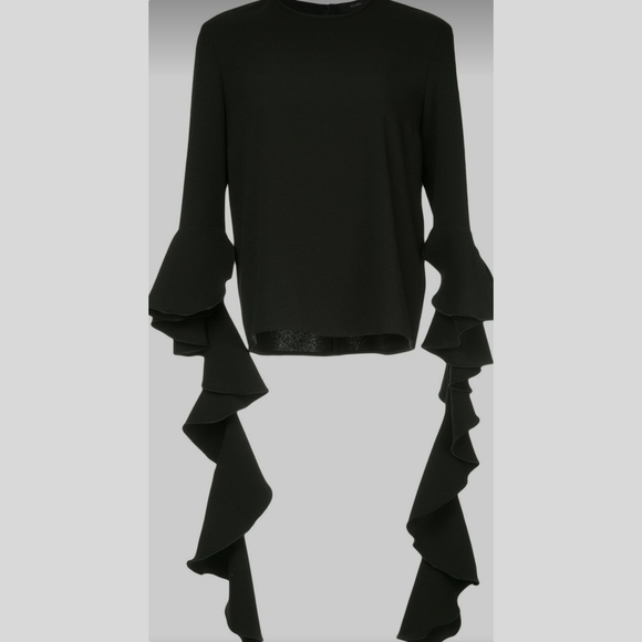 Ellery Emmeline Frill Sleeve Top - Black Size 6 - Picture 2 of 3